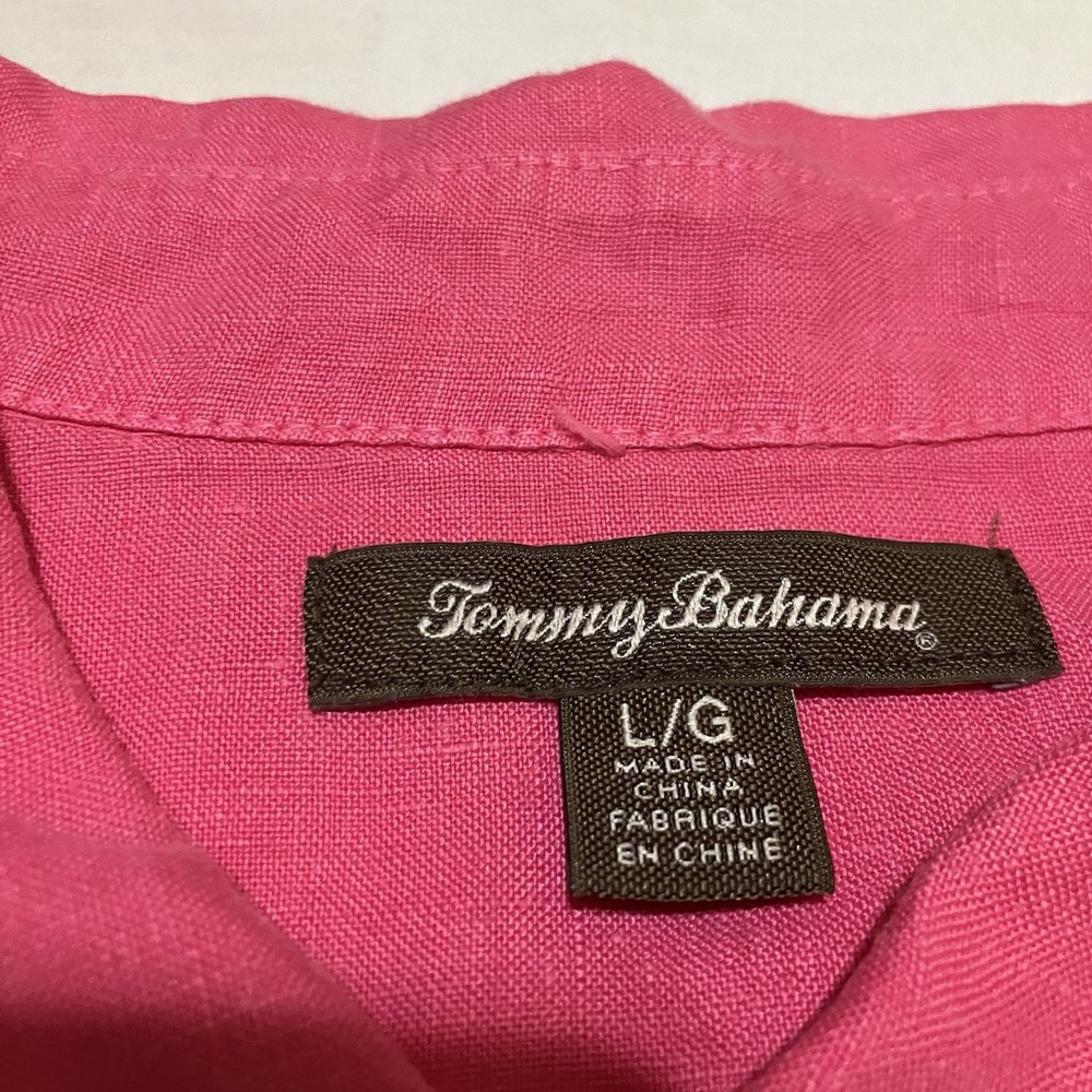 Tommy Bahama Womens 100% LINEN Button Up‎ Shirt Long Sleeve Size Large Pink - Picture 2 of 6